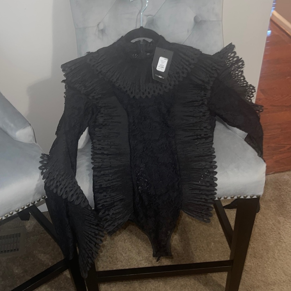 New Black lace and Ruffle Bodysuit